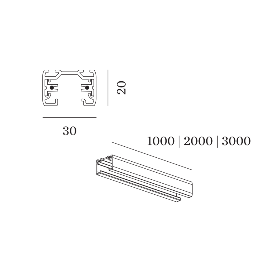 WEVER & DUCRÉ 1-Phasenschienenprofil 1M 1000 x 30 x 20 mm,