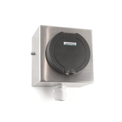 Wallbox Aufputzsteckdose Design Edelstahl Aufbau Steckdose IP54 3 Ph 400V 32A Typ 2 für Wallbox Ladestation